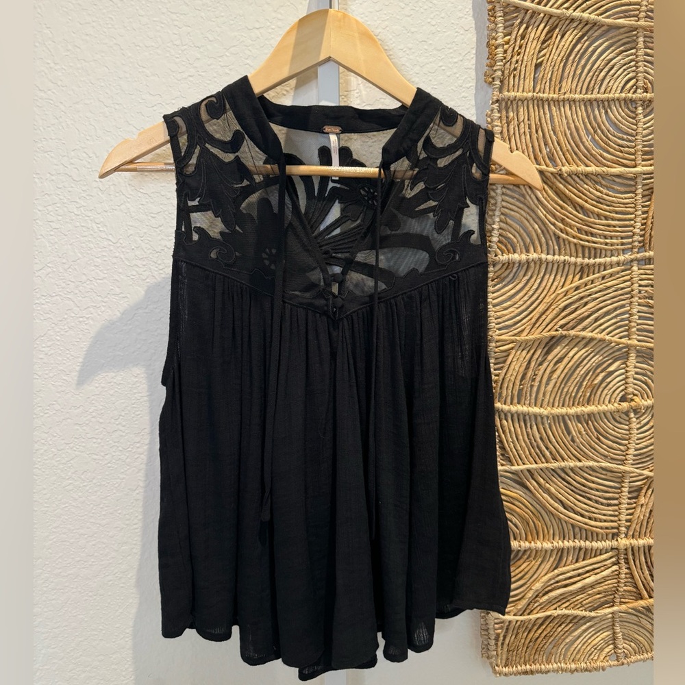 FREE PEOPLE Western Romance Mesh Lace Tank
